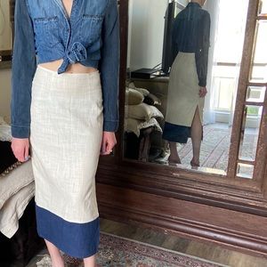 STAUD linen midi skirt